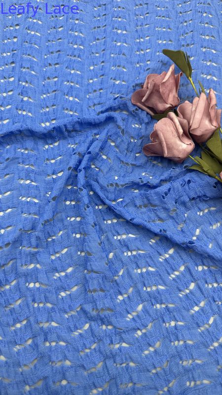 High Quality Blue Lace Mesh Hollow Up Effect For Artistic Wedding Evening Party Dresses Clothing