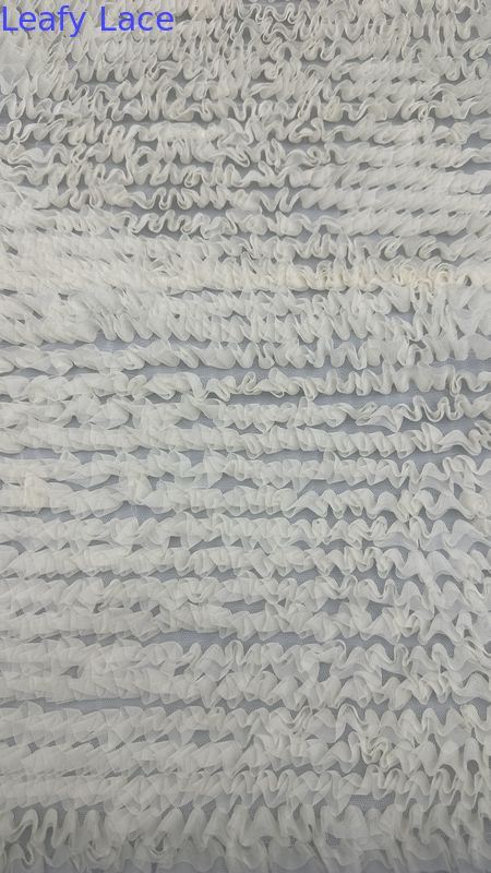 Pleated Lace Fabric 100% Polyester Mesh Ground Breathe Luxury for Wedding Dress
