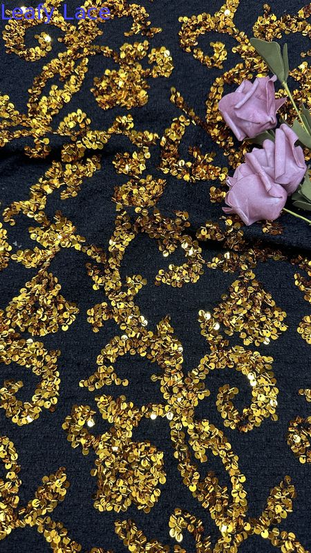 Tree Branch Sequin Fabric For Embroidered Luxary Customized Design Factory For Gowns Party Dressess