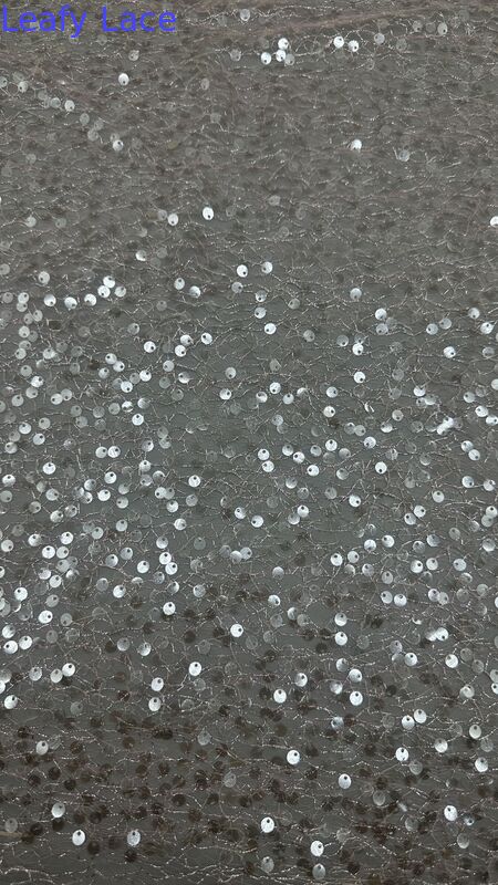 Sequin Embroidered Lace Fabric Luxary Design Shine Customized Factory for Gowns