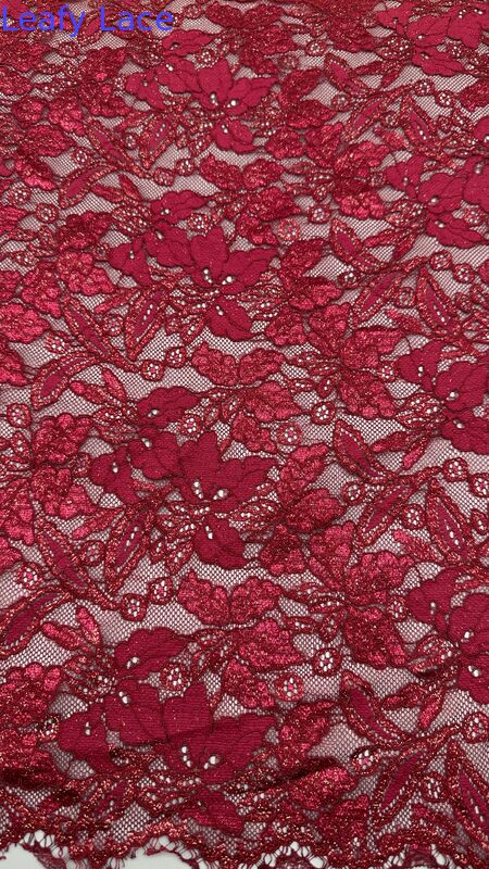 Red Embroidered Lace Fabric Dresses Customized Beauty And Sweet Leafy Customized News Dresses
