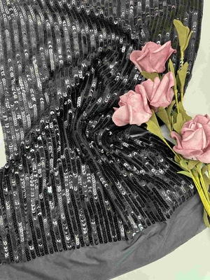 49“ Zwart het Lovertjeborduurwerk Mesh Fabric For Evening Dress van Tulle