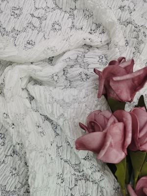 49 inch witte kleur hoge kwaliteit spandex bloemen kant stof voor dames kleding vrouwen jurk
