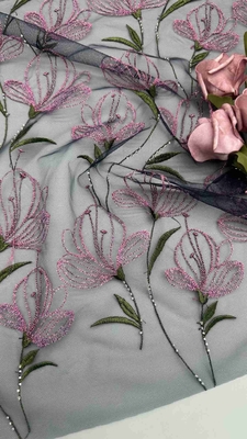 Tulp bloemenkant Gekleurde borduurstof Damesjurk Textiel