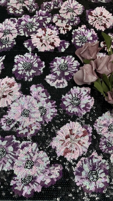 Mesh Tulle Sequin geborduurde stof 49 Inches Floral Voor vrouwen dragen