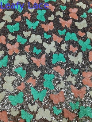 Piece Dye Flower Sequin geborduurde stof voor high-end modeontwerpers