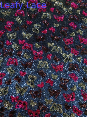 Piece Dye Flower Sequin geborduurde stof voor high-end modeontwerpers
