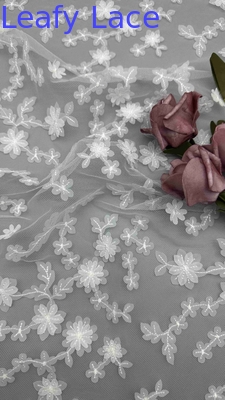 Witte kleur bloemen 3D laser uitborst 3d roze stof door de tuin volle breedte stof voor vrouwen jurk