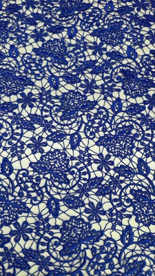 100% Poly Royal Blue Hoogwaardige bloemen chemische geborduurde kant stof voor vrouwen kleding mode jurk