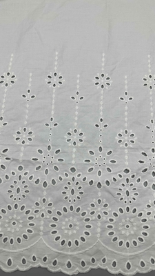 Witte 100% katoen laser uit bloemen geborduurde katoenen stof door de tuin voor mode vrouwen jurk