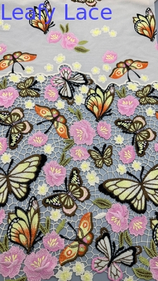 Polyester borduurwerk Flower Lace Stof 3D Textiel Lace Stof Voor Damesjurk