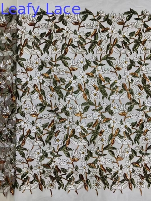 Delicaat Flower Mesh Sequin Geborduurde Stof Voor Home Decoratie Dame kledingstuk