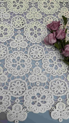100% katoen ivoor bloemen elegant ontwerp zacht handgevoel geborduurde kant stof volle breedte voor mode kleding