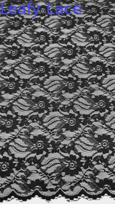 Volle breedte Stretch kant weefsel in zwart Elegante bloemenpatronen en schalvormige randen Voor mode vrouwen jurk
