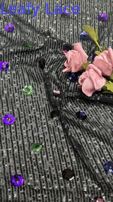 Loftige Luxury Sequin geborduurde kant stof 3D Floral Elegante bruiloft borduurwerk stof