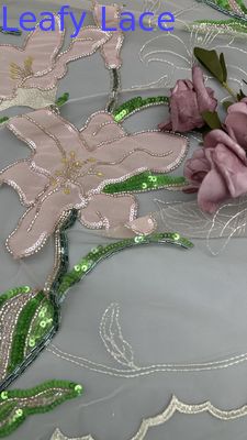 Borduurwerk kant weefsel met kralen Sequin bloemige elegante en ademen Sequin kant weefsel luxe gelegenheid weefsel