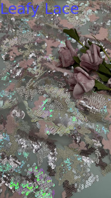 Sequin kant weefsel bladse sequin bloemige elegante en ademen geborduurde kant weefsel luxe gelegenheid weefsel