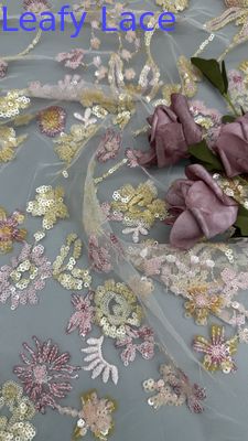 Blaadjes kantje linnen geborduurde stof 3D bloemen elegant en ademen luxe gelegenheid stof