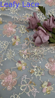 Sequin geborduurde stof bladse sequin bloemige adem sequin kant stof luxe gelegenheid stof