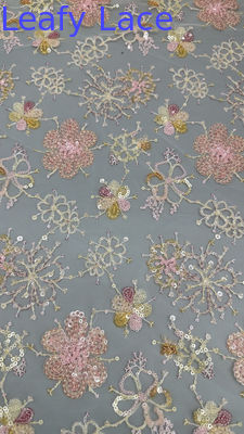 Sequin geborduurde stof bladse sequin bloemige adem sequin kant stof luxe gelegenheid stof