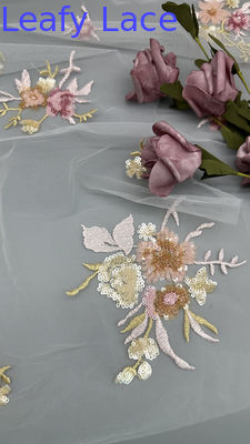 3D Flower Stof Sequin Elegant En Adem Mesh kant Stof Luxe Gelegenheid Avond Stof