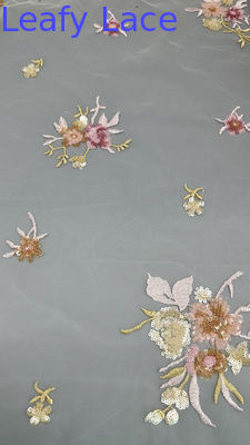 3D Flower Stof Sequin Elegant En Adem Mesh kant Stof Luxe Gelegenheid Avond Stof