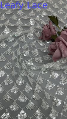 Bladeren 3D Flower Stof Sequin Elegante Mesh Spit Stof Luxe Gelegenheid avond Stof
