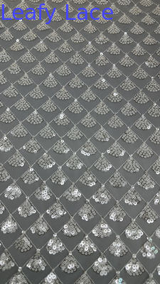 Bladeren 3D Flower Stof Sequin Elegante Mesh Spit Stof Luxe Gelegenheid avond Stof