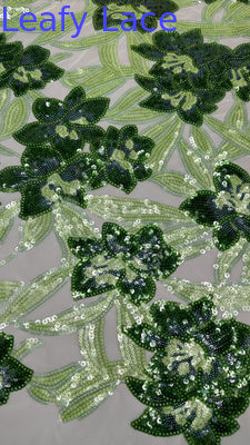 100% polyester 3D Flower Stof Sequin Elegante Glanzende Mesh Spit Stof Luxe Gelegenheid Avond Stof