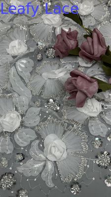 Perlen geborduurd kraaldoek weefsel mesh doek bloemige elegante doek kraaldoek weefsel luxe gelegenheid weefsel