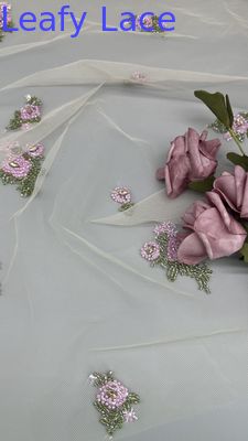 Geperst bloemen kant stof geborduurd kant mesh adem stof gelegenheid kleding verjaardag stof