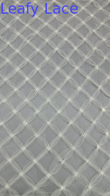 Franse Chantilly kant stof adem plaid Sequin Mesh kant stof bladstof
