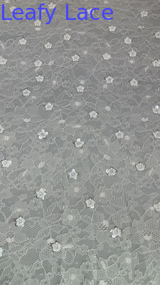 Wit Frans Chantilly kant weefsel Luxe Sequin kant voor avondjurken en couture ontwerpen