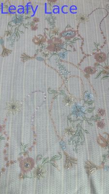 Glinsterende bladeren Sequins kant stof voor volledige jurk Oosterse cultuur Diner jurken Glinsterende stof