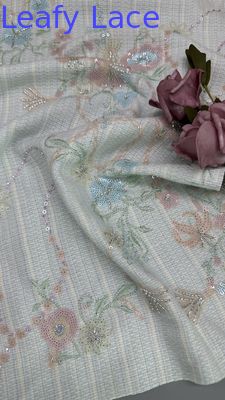 Glinsterende bladeren Sequins kant stof voor volledige jurk Oosterse cultuur Diner jurken Glinsterende stof