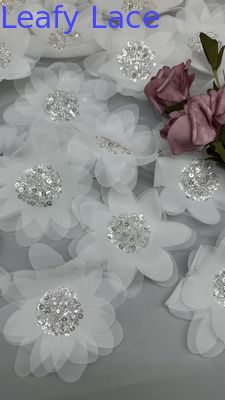 Franse Chantilly kant stof voor Mesh Breathe 3D-Floral Premium kant Sequin stof Luxe