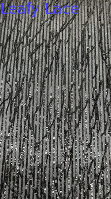 Rope Stripe Sequin  Embrroidered Fabric Mesh Ground Breate Elegant For Evening Dress