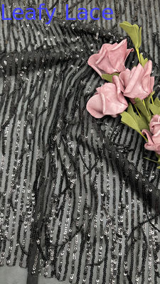 Rope Stripe Sequin  Embrroidered Fabric Mesh Ground Breate Elegant For Evening Dress