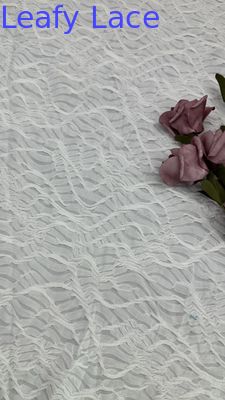 Mesh Kant Stof Witte Raster Gebreid Holle Luxe Voor Zomerfeestjurken