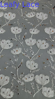 Perlen Luxe Bladernet Ground Geborduurde Sequin Stof Bloemen Voor Oosterse Cultuur Gelegenheid