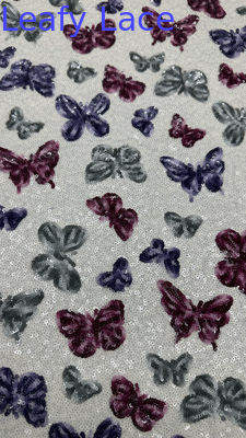 Vlindersequin geborduurde weefselnetsen kanten Nieuwe collecties voor kleding Kledingjurken mode design