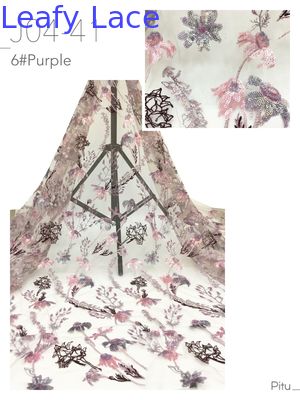 Leafy Eest Culture Sequin Geborduurde Stof 3D Bloemen Mesh Ground voor Dames Kleding Luxe Stof