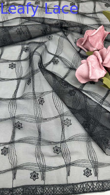 Luxe geborduurde gaas kant pure zachte tule met delicate bloemen steken voor elegante avondjurken