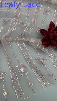 Franse Tulle Kant met Sequin Ultra Fijn Gaas voor Couture-geïnspireerde Formele en Avond Bruidskleding