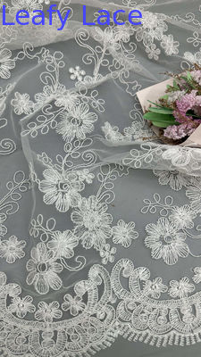 3D geborduurde bloemen kant met mesh artistieke meerlagige textuur voor verklaring avondjurken