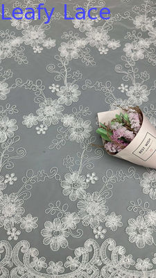 3D geborduurde bloemen kant met mesh artistieke meerlagige textuur voor verklaring avondjurken