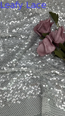 Tule Sequin Mesh Geborduurde Kant Stof Polyester Hollow-up voor Avondjurken