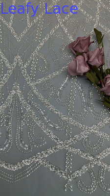 Hoogwaardige Geborduurde Parel Kantstof Polyester Voor Nieuw Seizoen Avondkleding