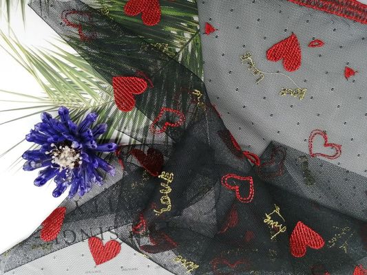Rood Tulle Mesh Eco Friendly 49 Duim Gekleurde Borduurwerkstof