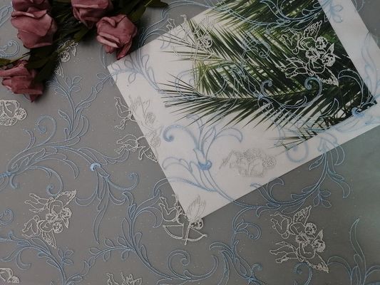 49 de“ Folie van Bule Tulle bedekte Geborduurd Mesh Lace Fabric met een laag